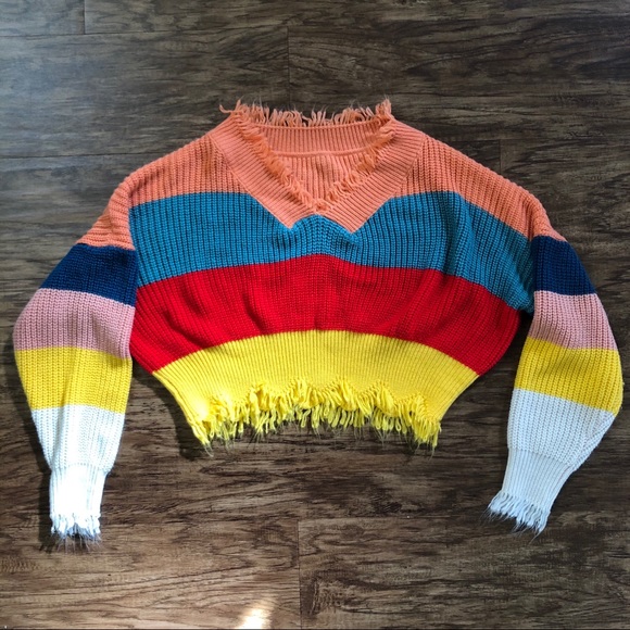 Color Block Cropped Sweater - Picture 1 of 2